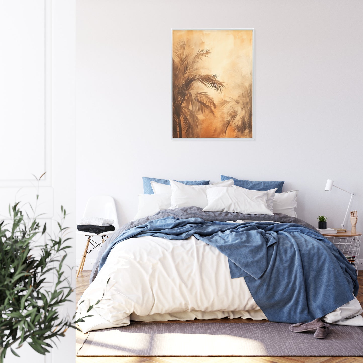 Poster Tropische Palmen In Der Farbe Der Wüste Rahmen Holz Mit Passepartout Farbe Natürlich