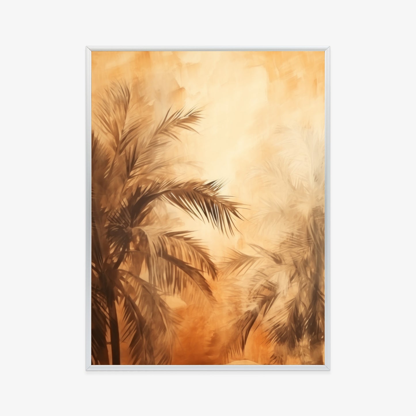 Poster Tropische Palmen In Der Farbe Der Wüste Rahmen Holz Mit Passepartout Farbe Natürlich