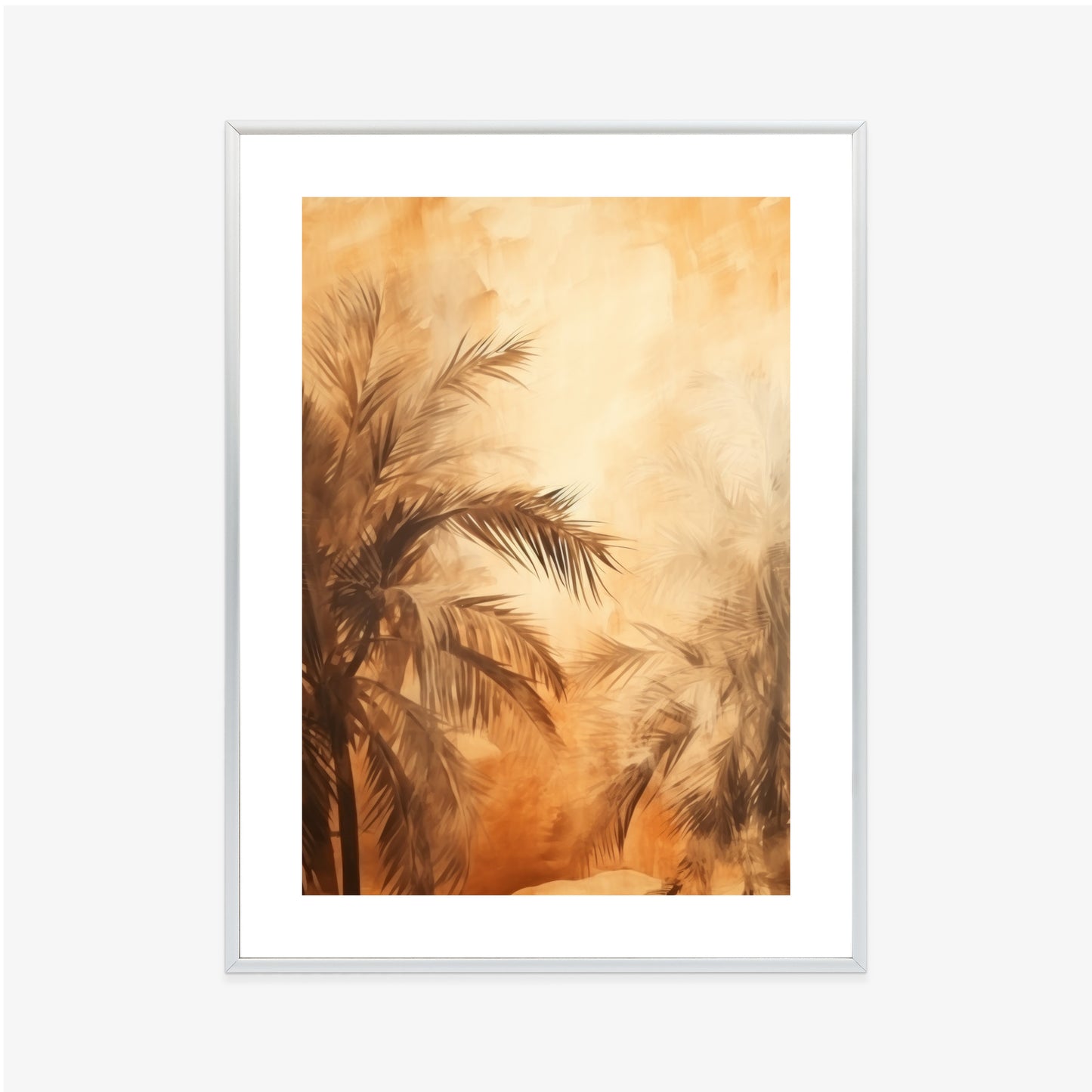 Poster Tropische Palmen In Der Farbe Der Wüste Rahmen Holz Mit Passepartout Farbe Natürlich