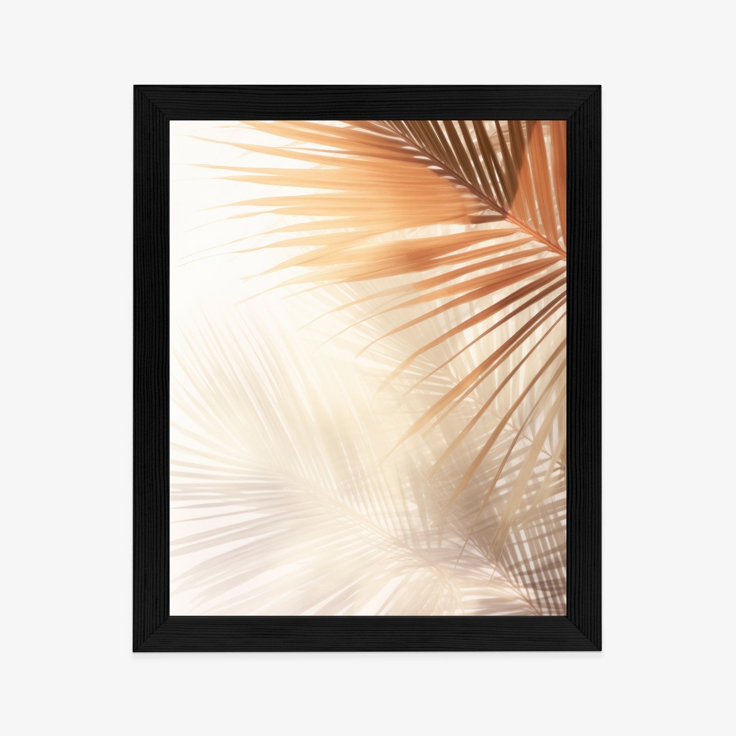 Poster Tropische Palmblätter Mit Schatten Rahmen Holz Mit Passepartout Farbe Natürlich