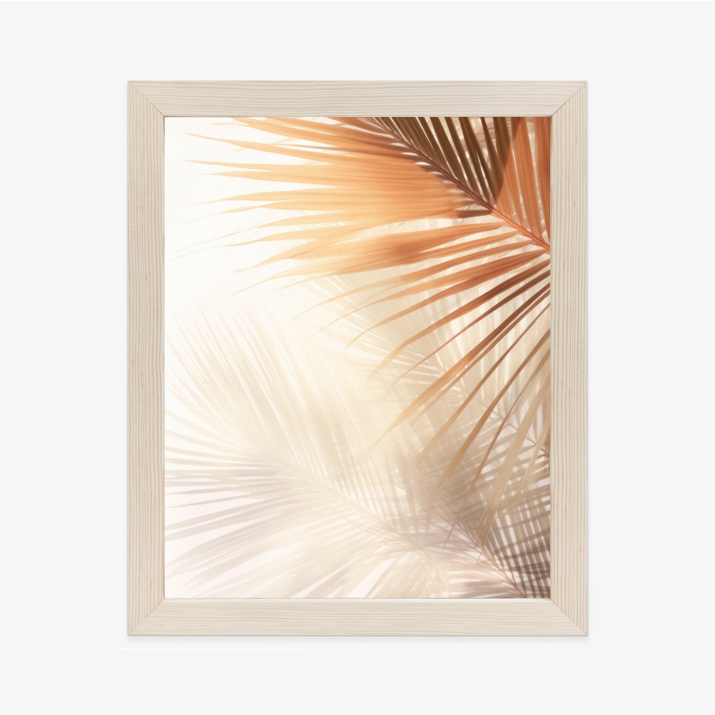 Poster Tropische Palmblätter Mit Schatten Rahmen Holz Mit Passepartout Farbe Natürlich