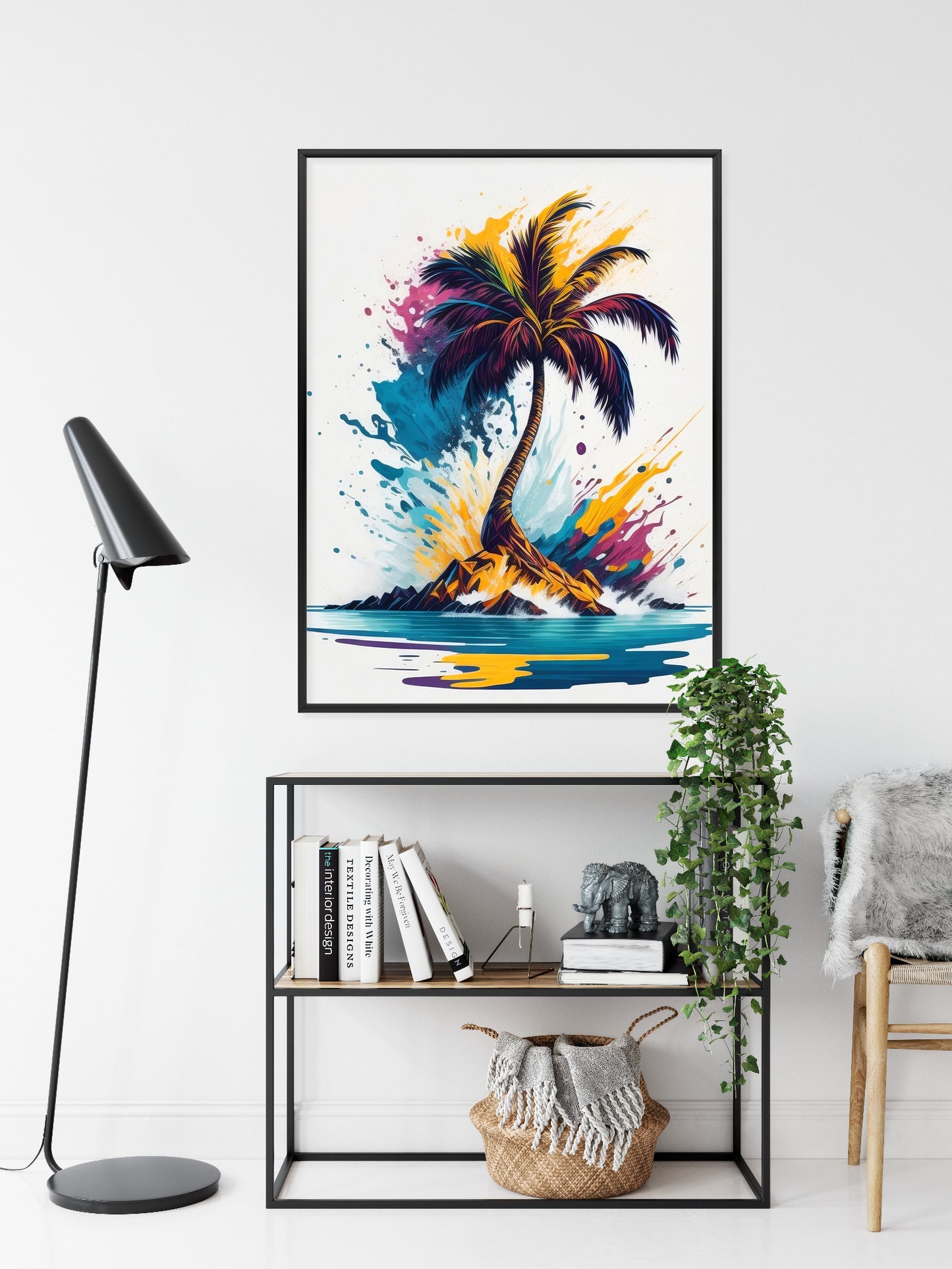 Poster Eine Bunte Palme Auf Einer Einsamen Insel Rahmen Holz Mit Passepartout Farbe Natürlich