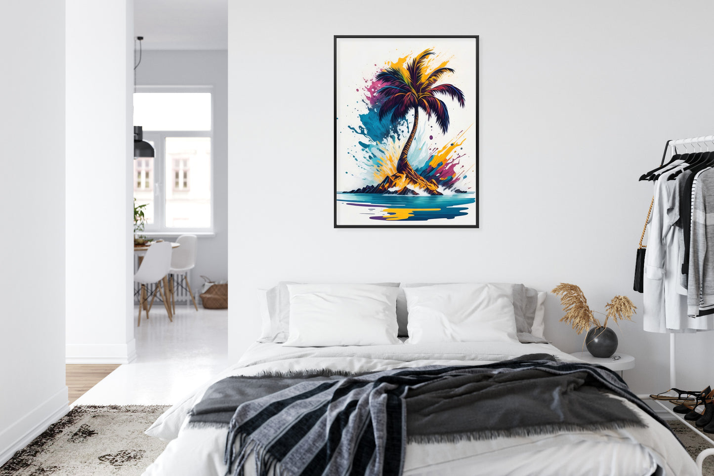 Poster Eine Bunte Palme Auf Einer Einsamen Insel Rahmen Holz Mit Passepartout Farbe Natürlich