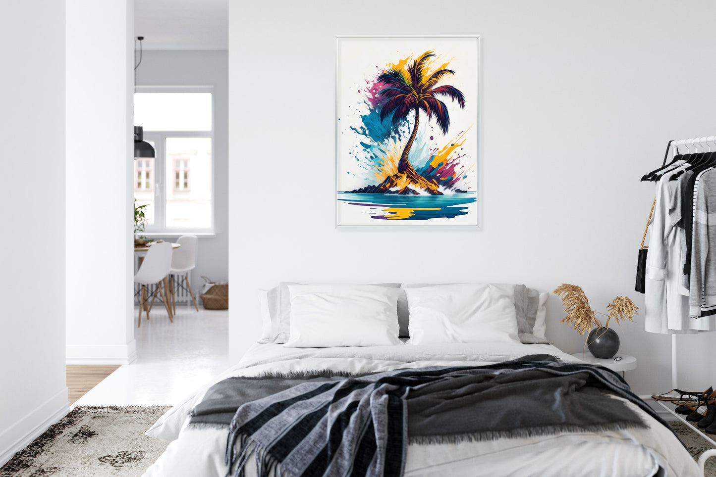 Poster Eine Bunte Palme Auf Einer Einsamen Insel Rahmen Holz Mit Passepartout Farbe Natürlich