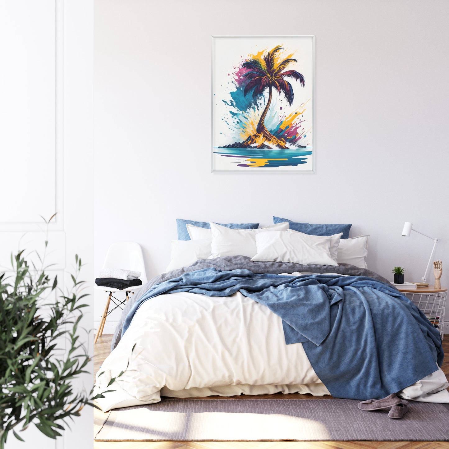 Poster Eine Bunte Palme Auf Einer Einsamen Insel Rahmen Holz Mit Passepartout Farbe Natürlich