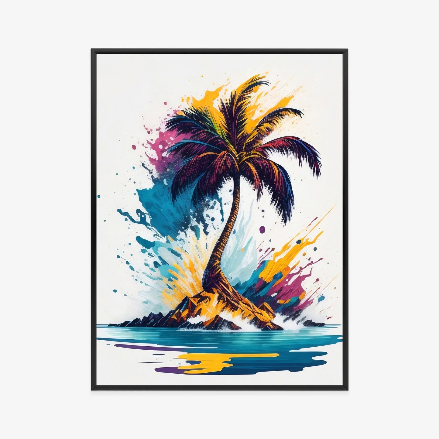 Poster Eine Bunte Palme Auf Einer Einsamen Insel Rahmen Holz Mit Passepartout Farbe Natürlich