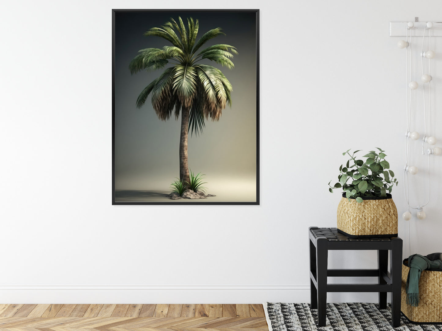 Poster Grüne Palme Rahmen Holz Mit Passepartout Farbe Natürlich
