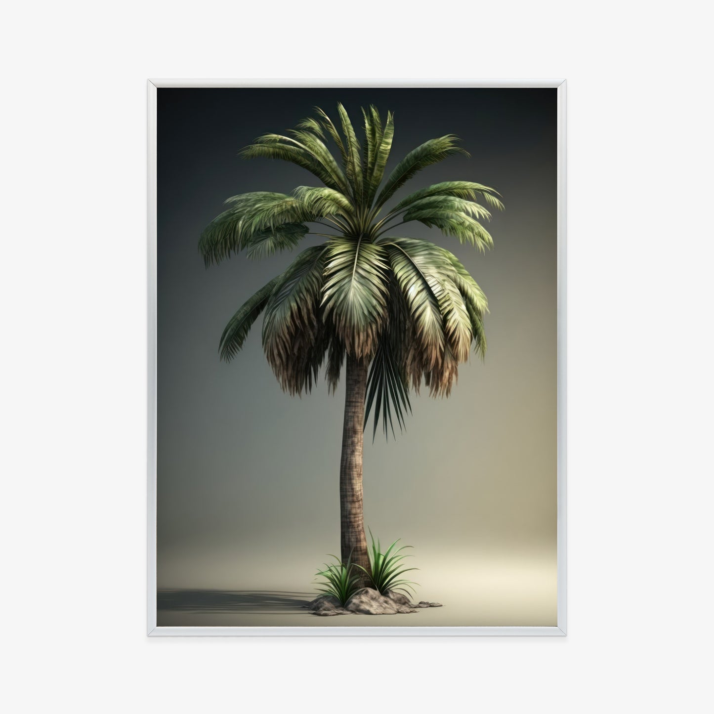 Poster Grüne Palme Rahmen Holz Mit Passepartout Farbe Natürlich