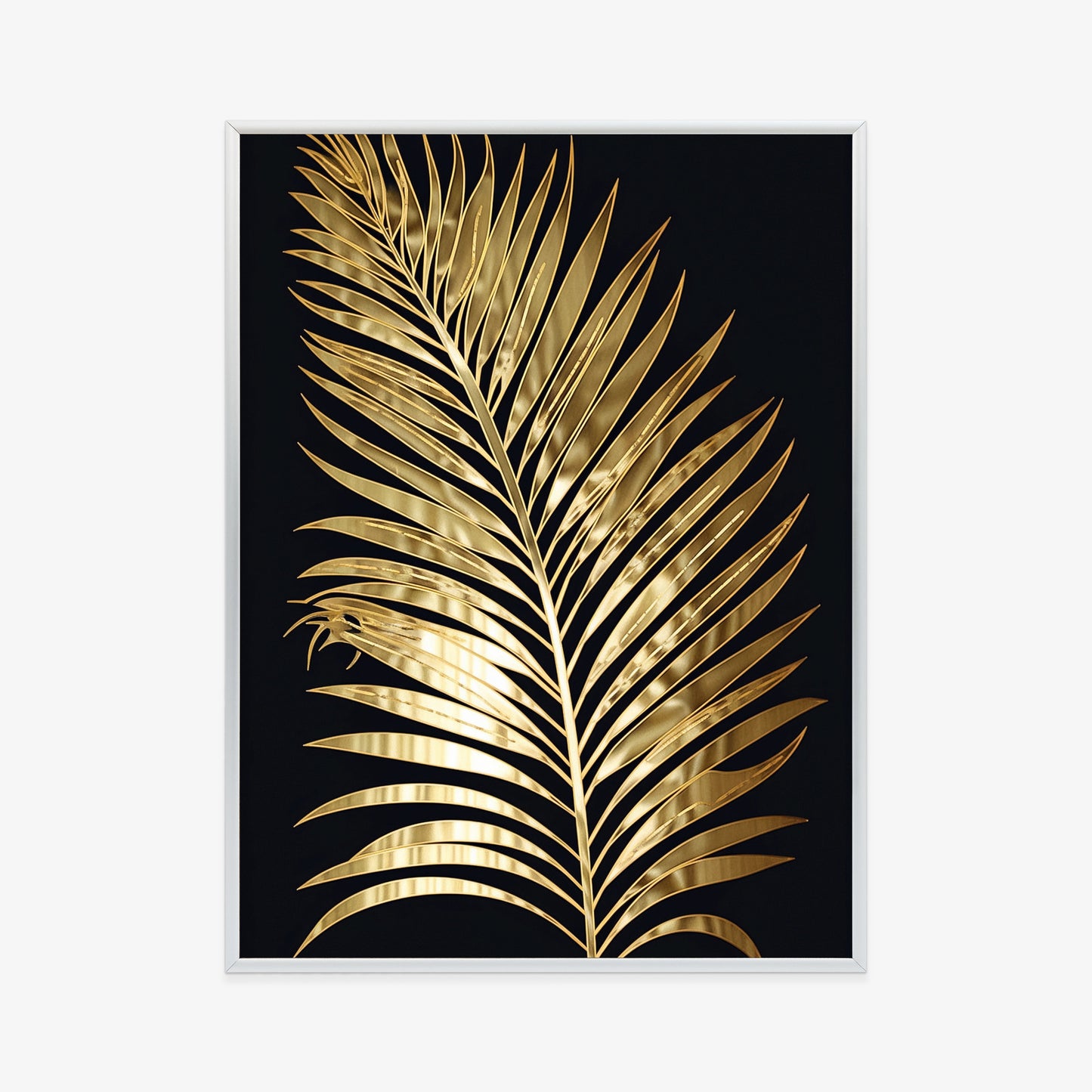 Poster Goldenes Einzelnes Palmenblatt Rahmen Holz Mit Passepartout Farbe Natürlich