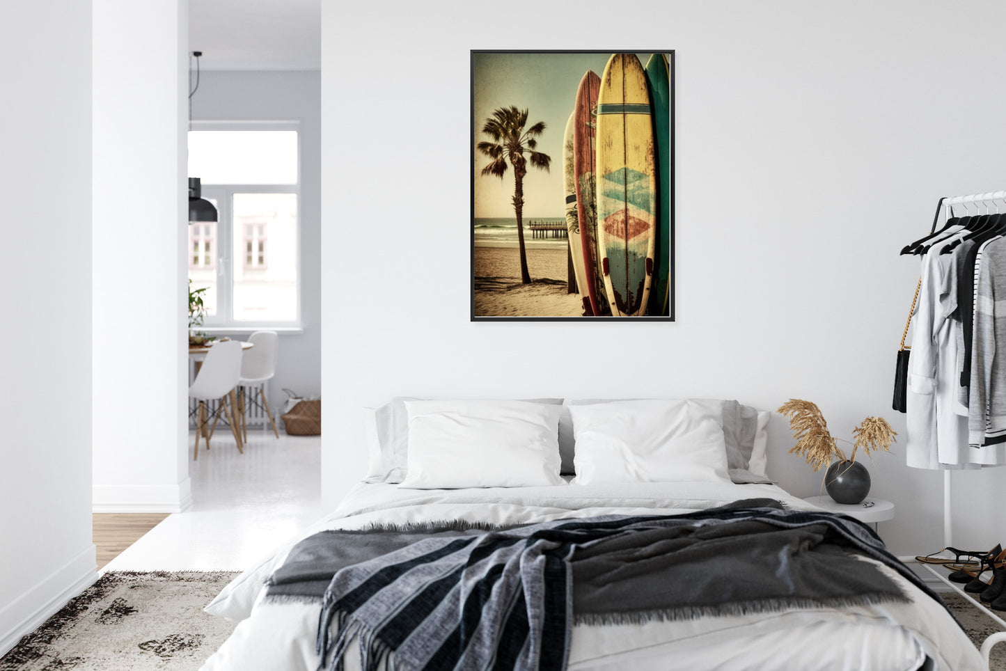 Poster Flecken Und Surfbretter In Vintage-Tönen Rahmen Holz Mit Passepartout Farbe Natürlich