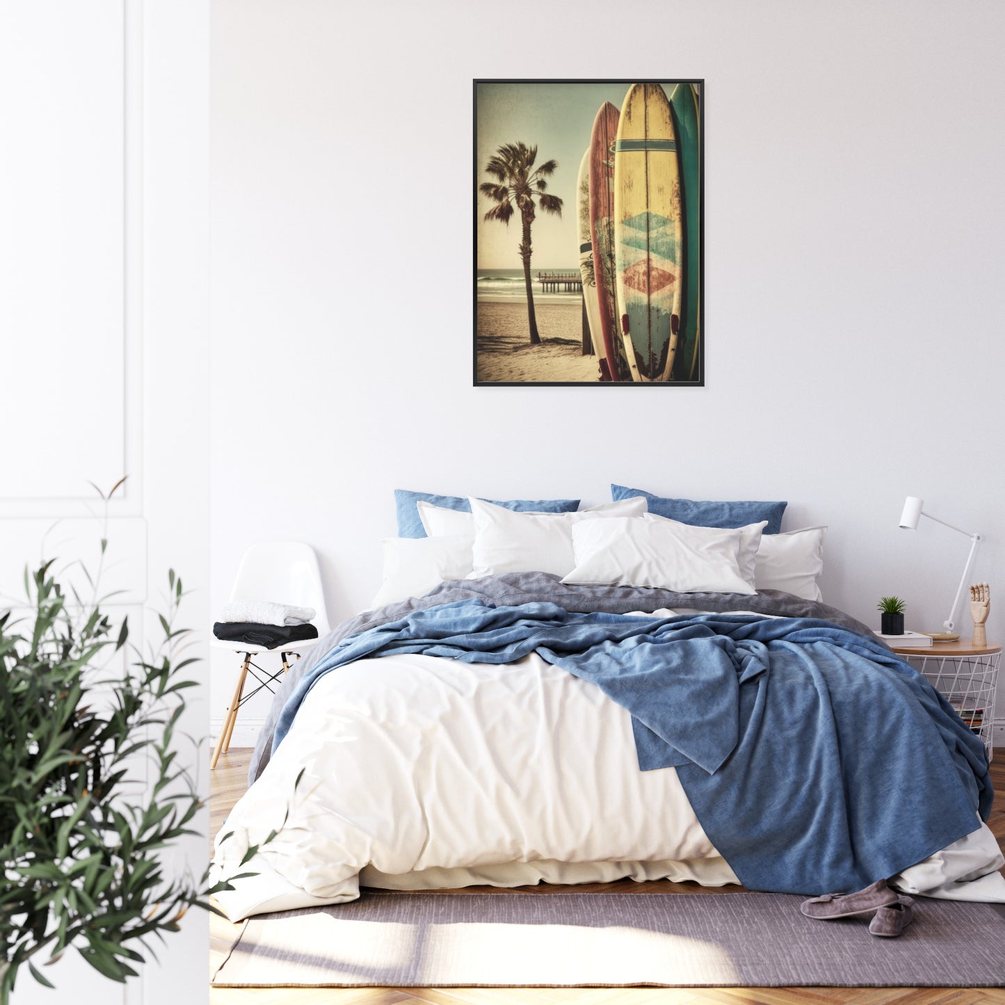 Poster Flecken Und Surfbretter In Vintage-Tönen Rahmen Holz Mit Passepartout Farbe Natürlich