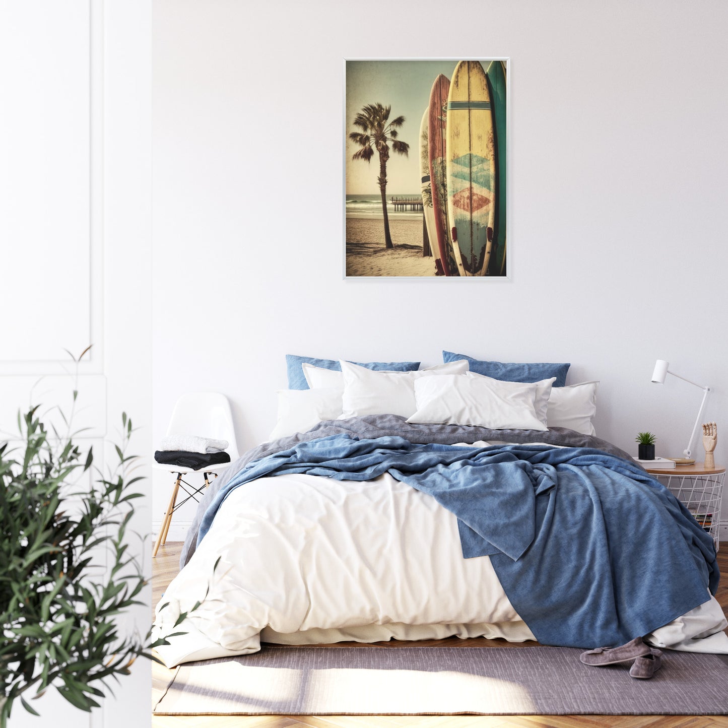 Poster Flecken Und Surfbretter In Vintage-Tönen Rahmen Holz Mit Passepartout Farbe Natürlich