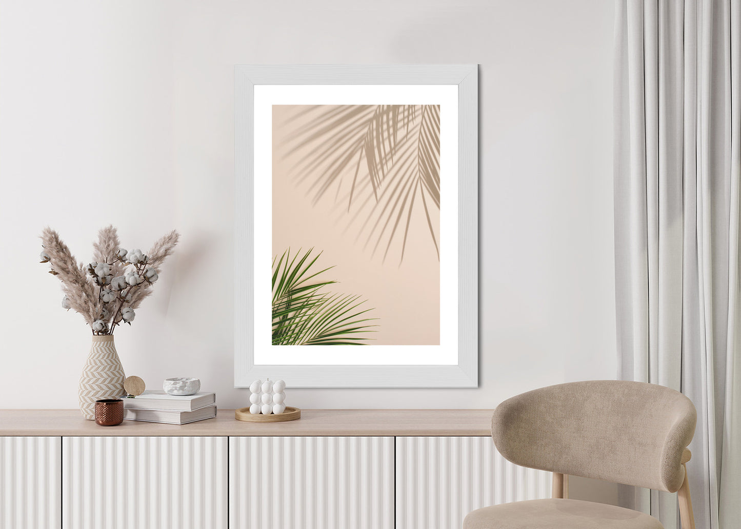 Poster Sommer Natürliche Grüne Palmblätter Und Schatten Rahmen Aluminium Farbe Schwarz