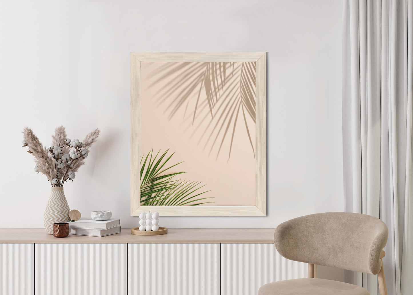 Poster Sommer Natürliche Grüne Palmblätter Und Schatten Rahmen Aluminium Farbe Schwarz