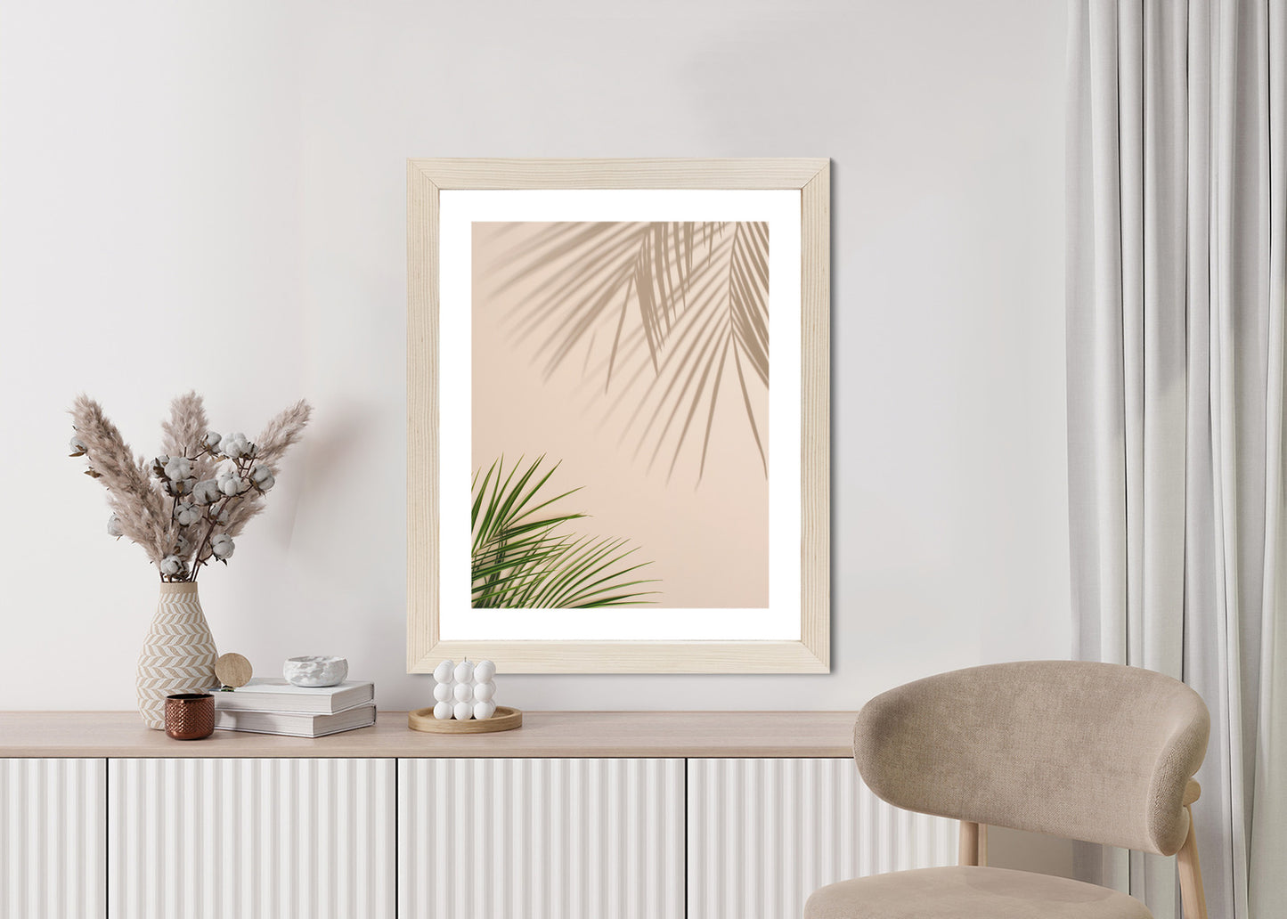 Poster Sommer Natürliche Grüne Palmblätter Und Schatten Rahmen Aluminium Farbe Schwarz