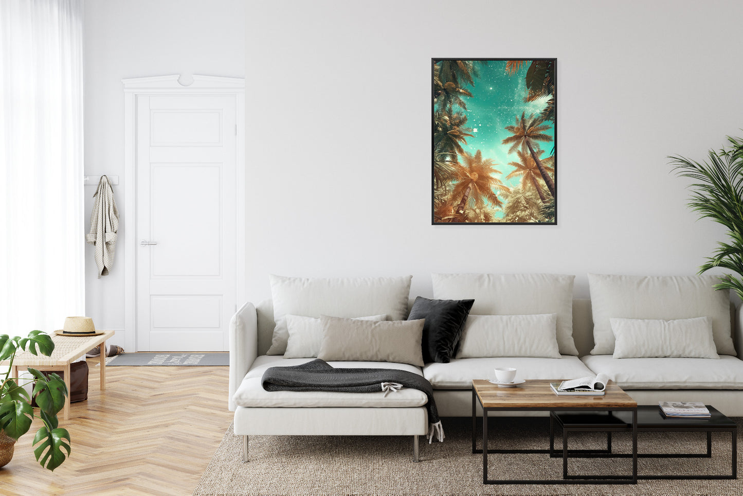 Poster Schöne Sommerpalmen Mit Sternen