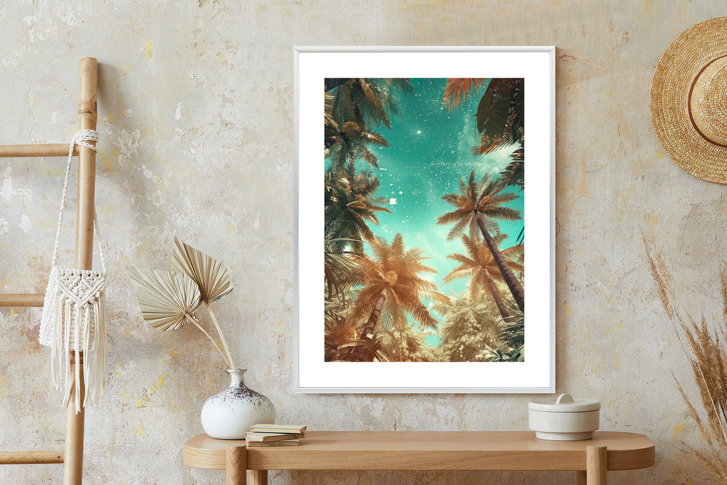 Poster Schöne Sommerpalmen Mit Sternen