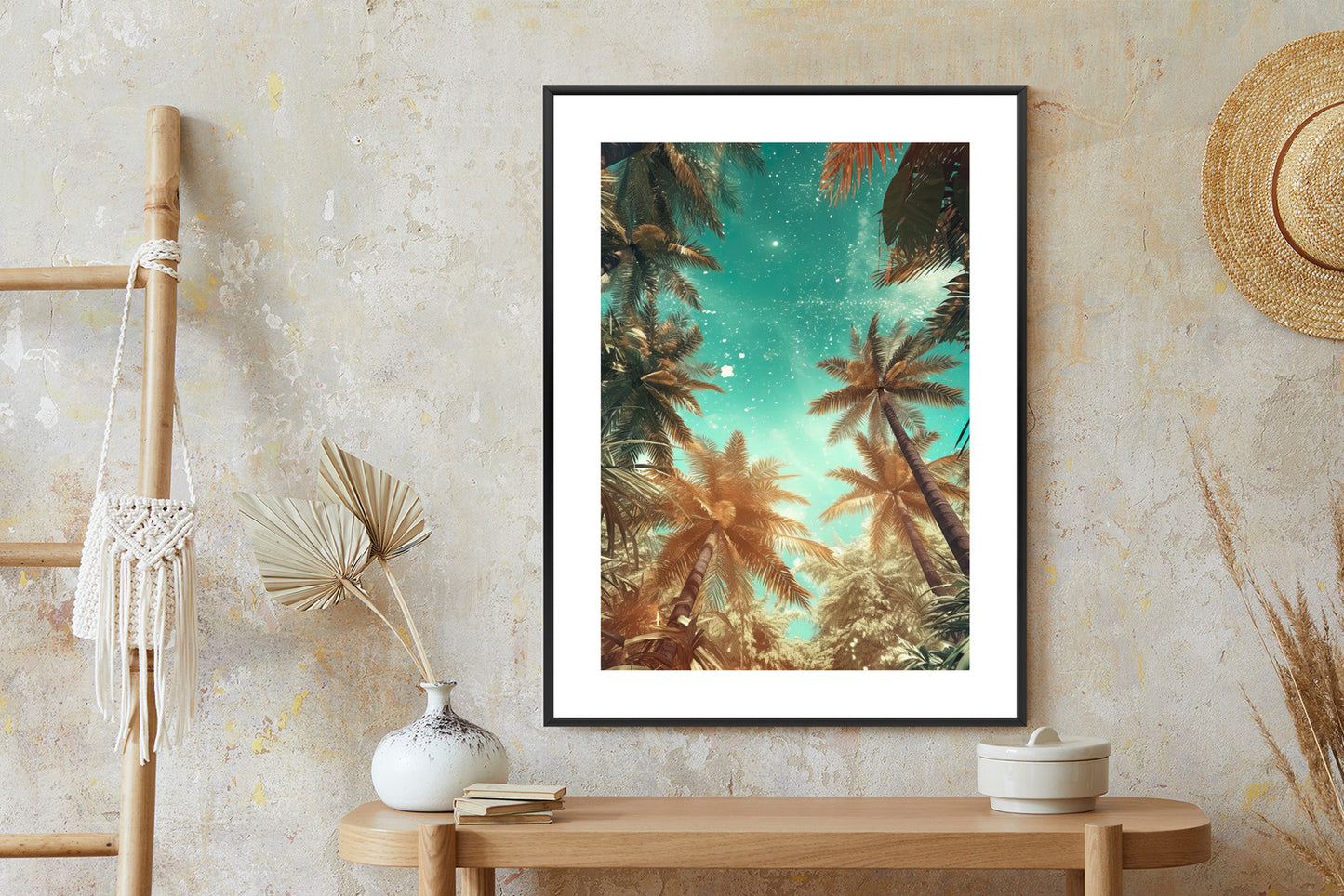 Poster Schöne Sommerpalmen Mit Sternen