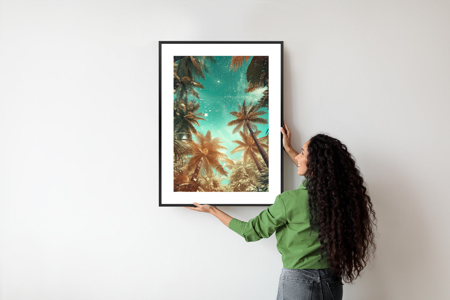 Poster Schöne Sommerpalmen Mit Sternen