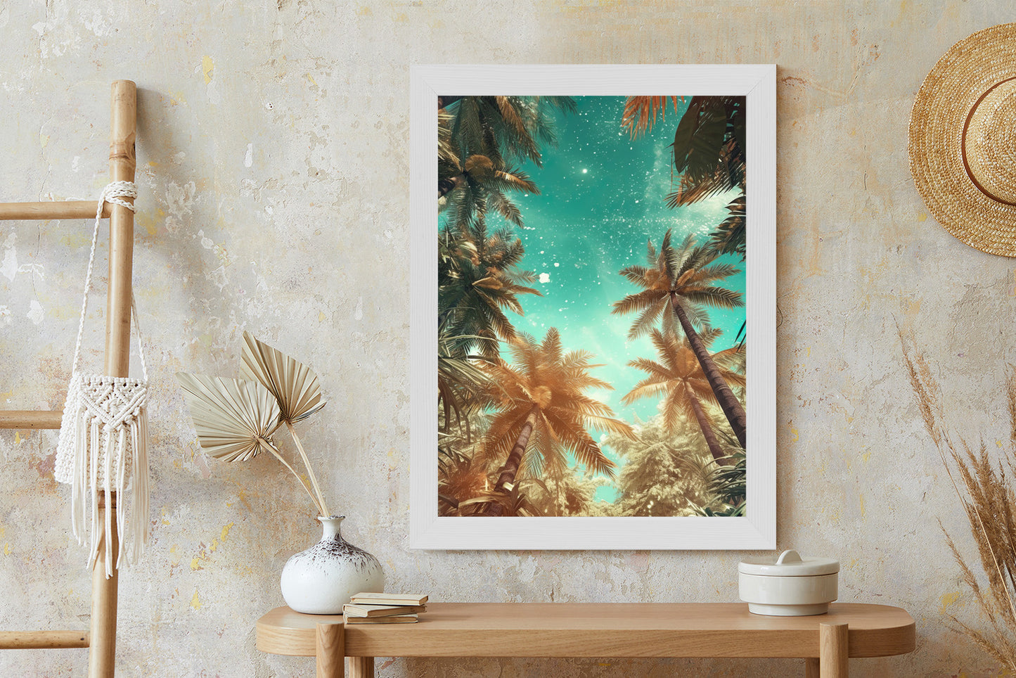 Poster Schöne Sommerpalmen Mit Sternen
