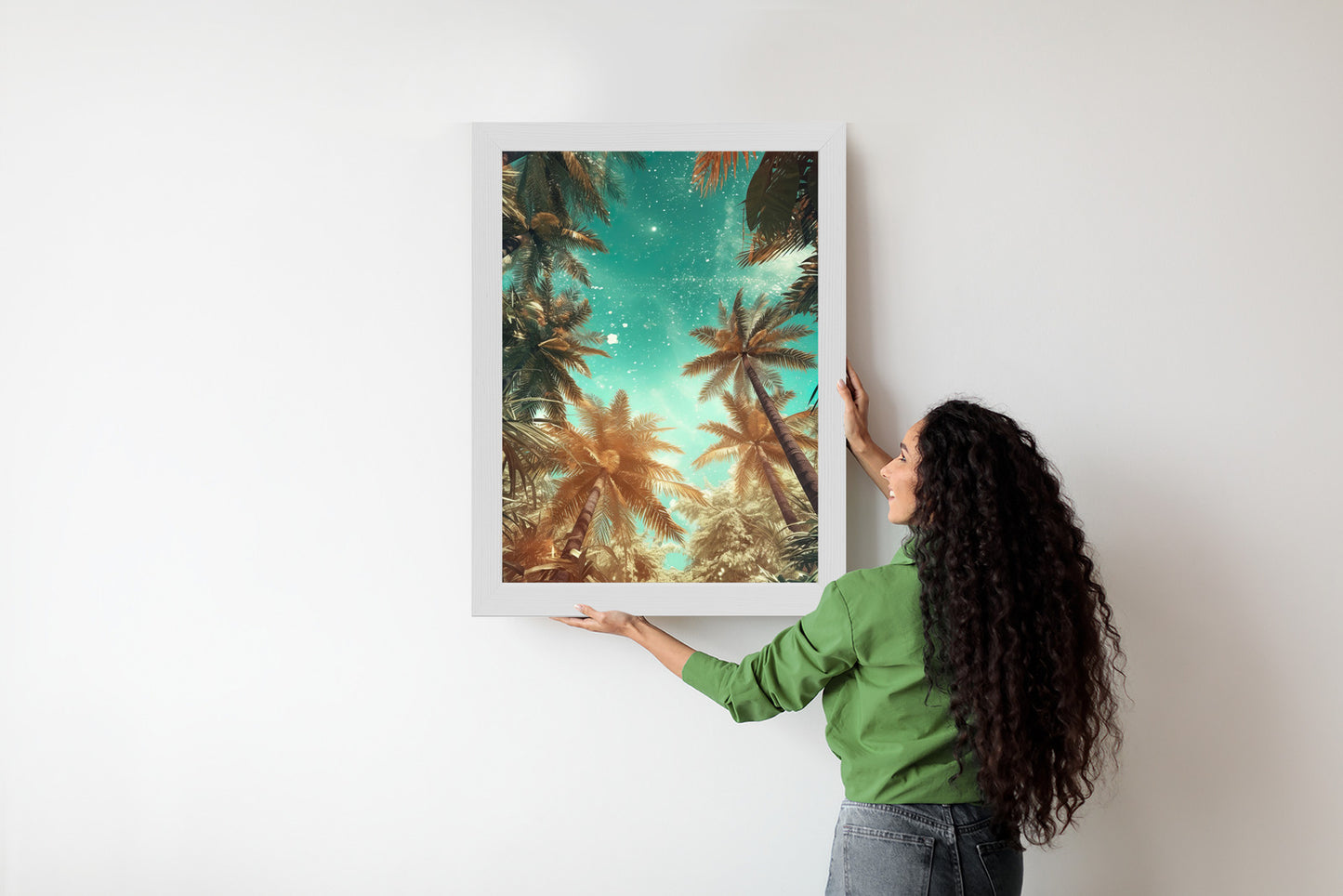 Poster Schöne Sommerpalmen Mit Sternen