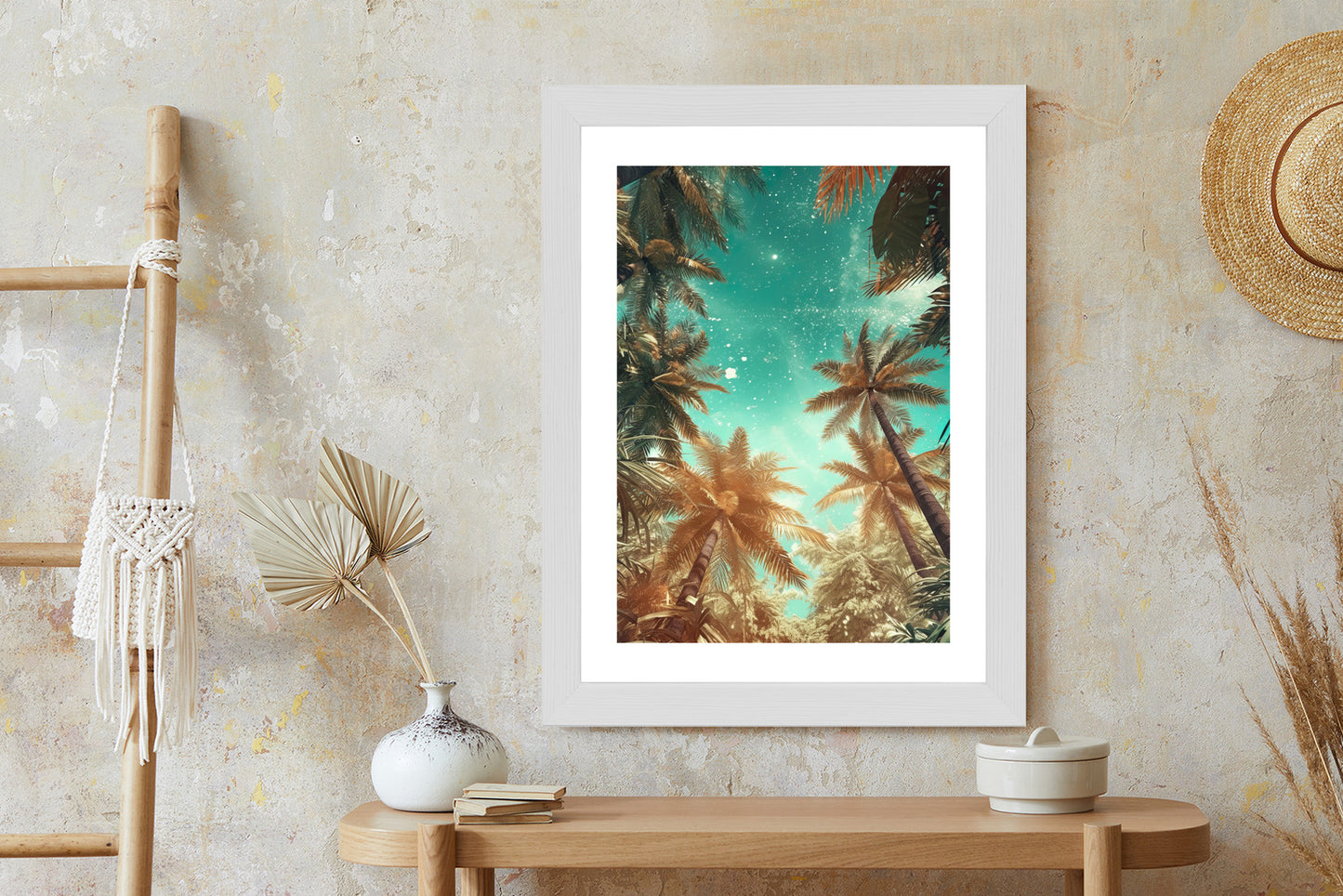 Poster Schöne Sommerpalmen Mit Sternen