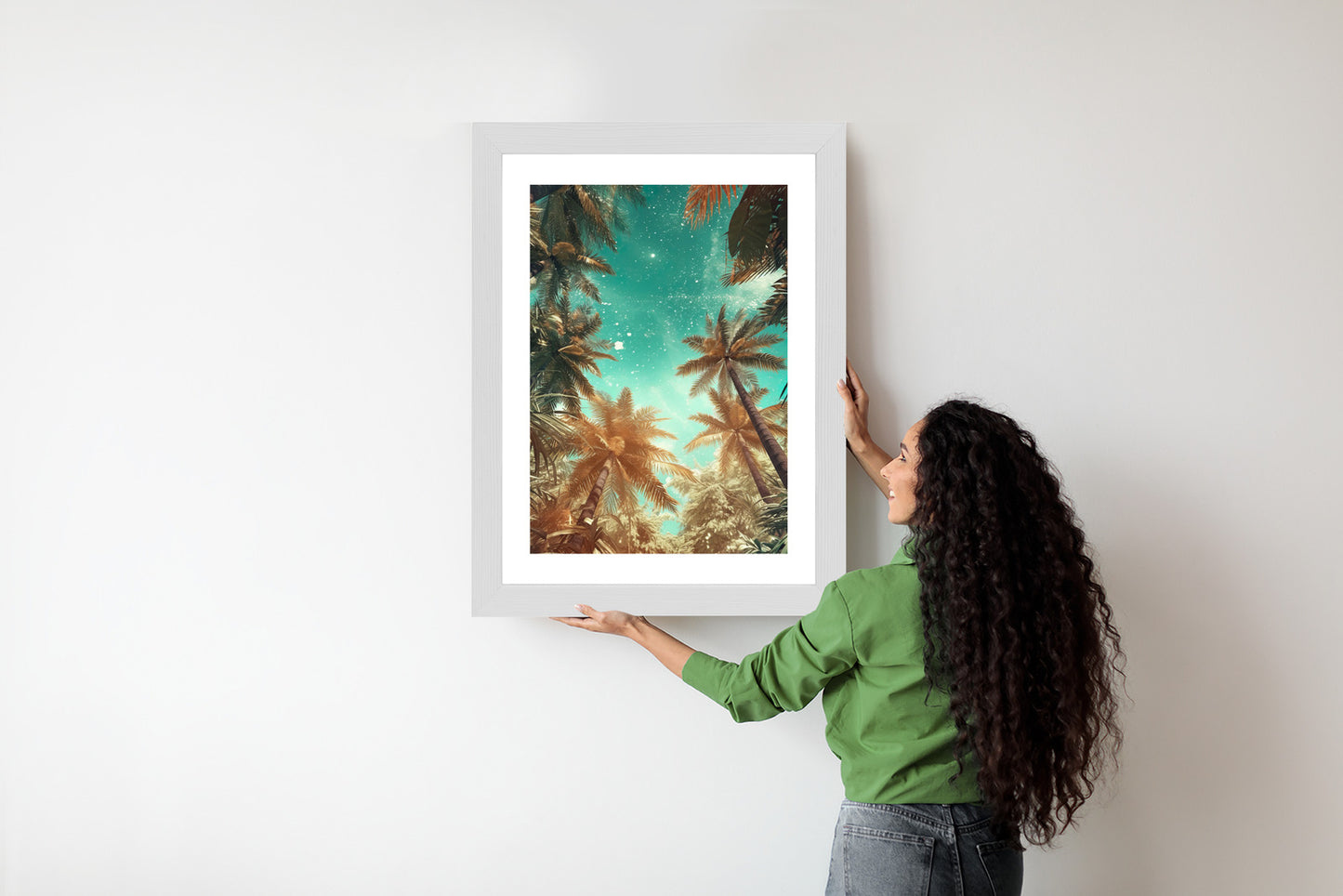 Poster Schöne Sommerpalmen Mit Sternen