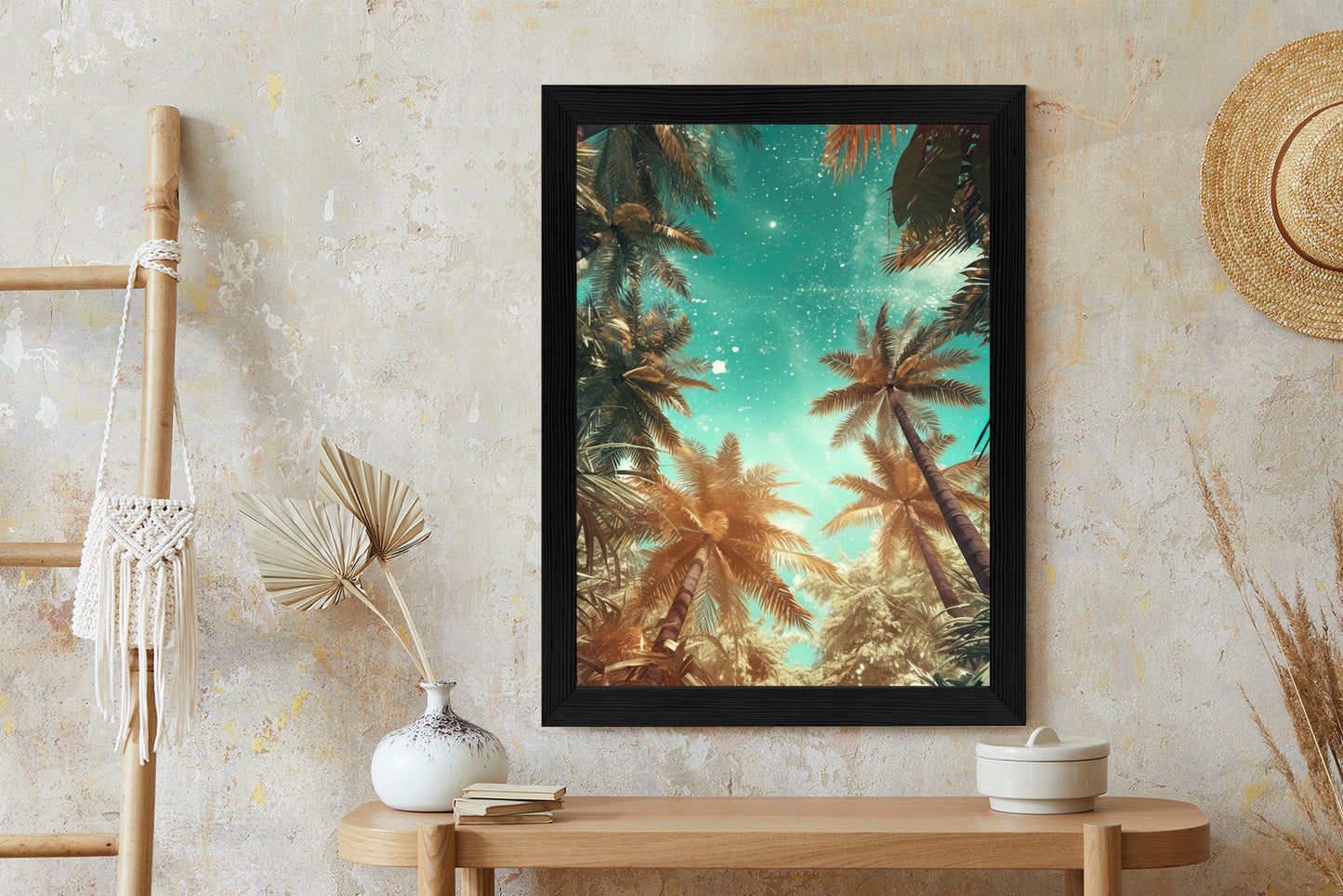 Poster Schöne Sommerpalmen Mit Sternen