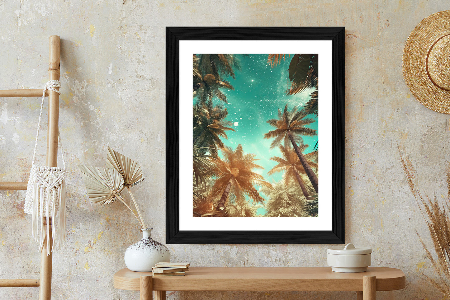 Poster Schöne Sommerpalmen Mit Sternen