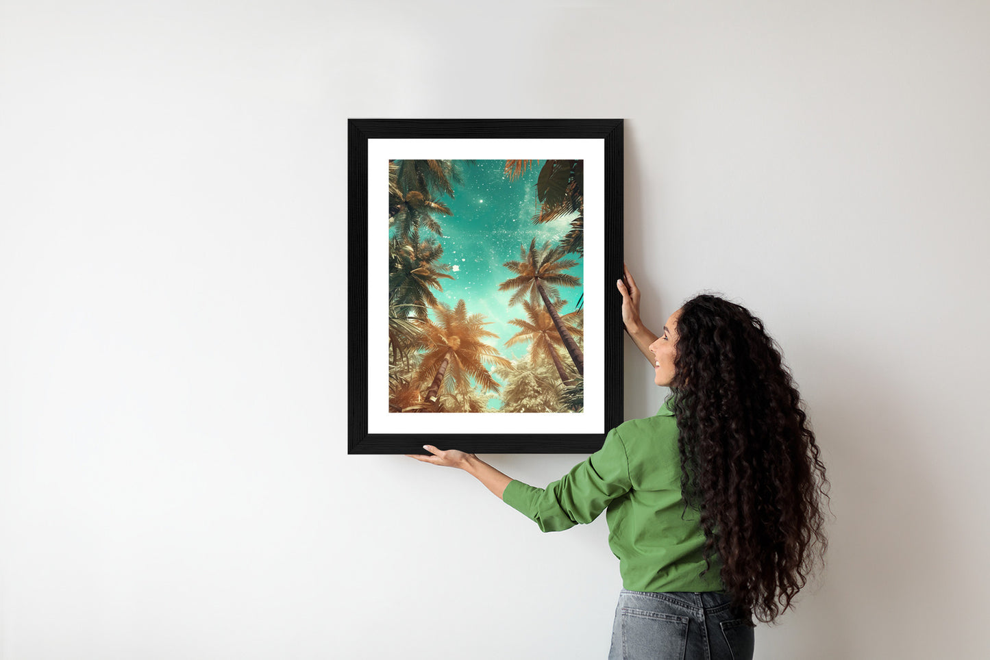 Poster Schöne Sommerpalmen Mit Sternen