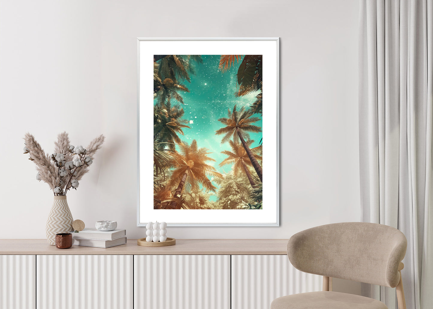 Poster Schöne Sommerpalmen Mit Sternen