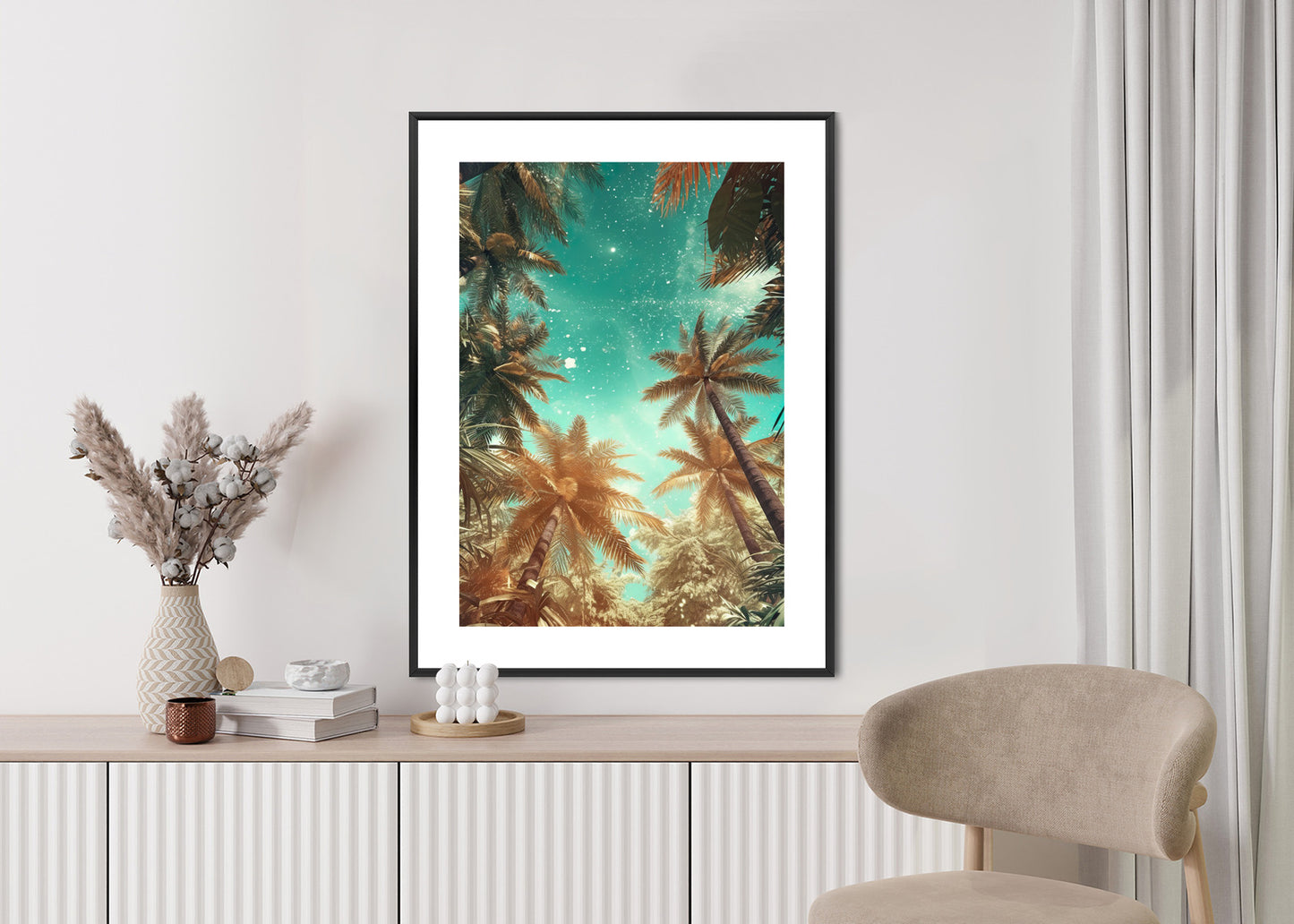Poster Schöne Sommerpalmen Mit Sternen