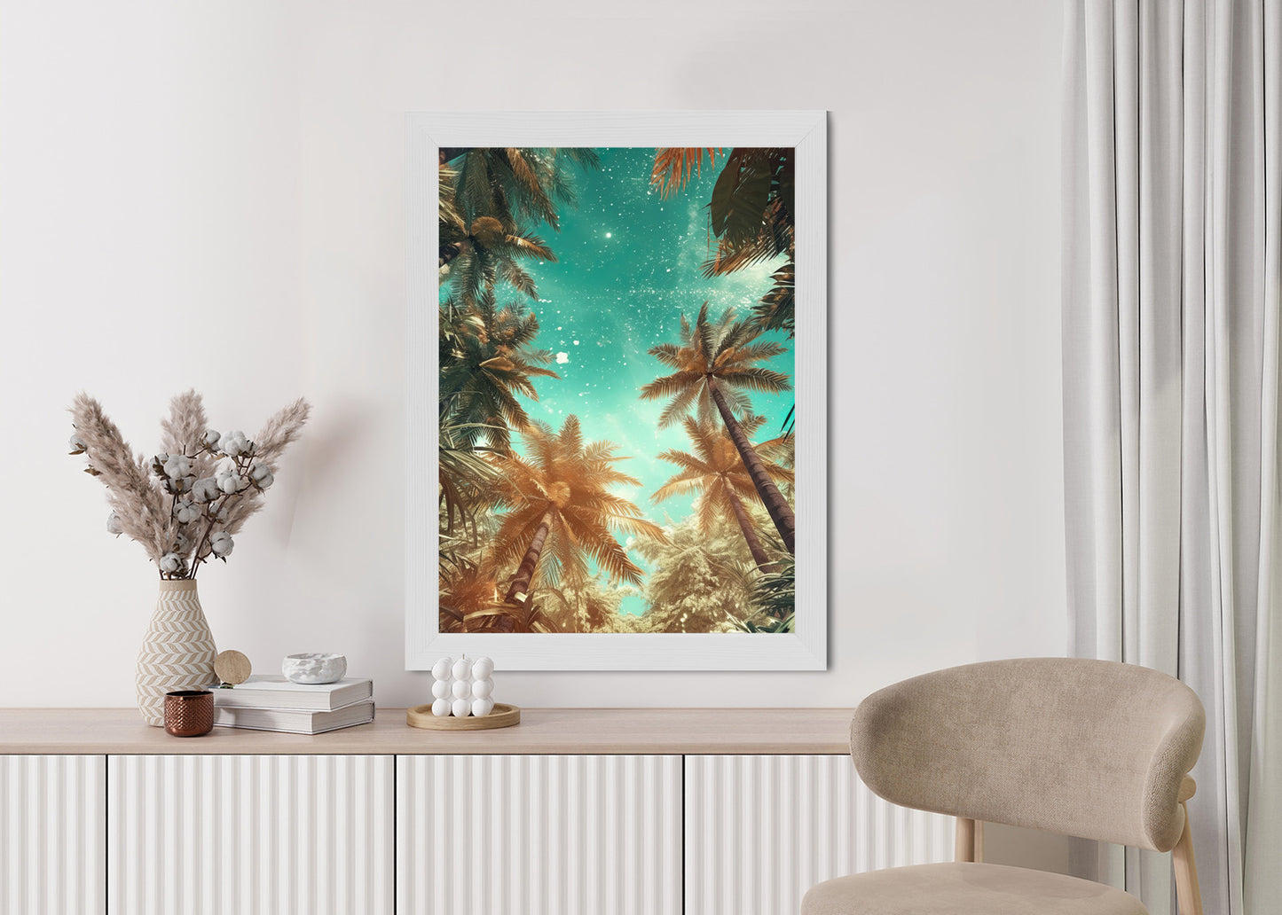Poster Schöne Sommerpalmen Mit Sternen