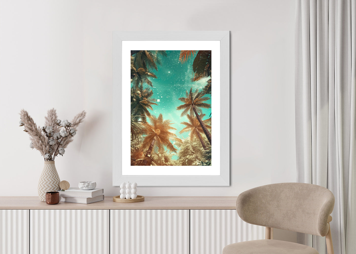 Poster Schöne Sommerpalmen Mit Sternen