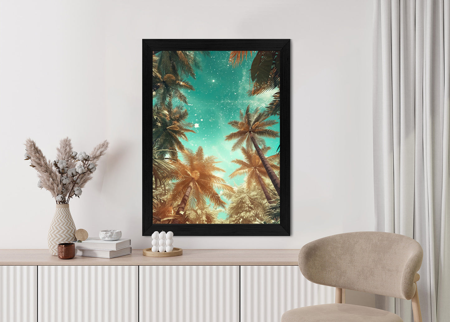 Poster Schöne Sommerpalmen Mit Sternen