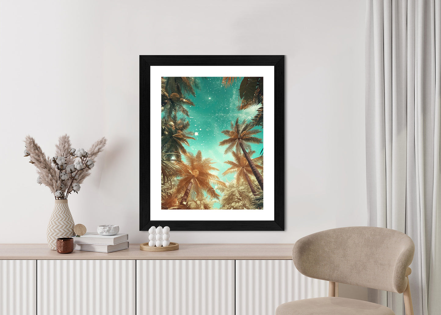Poster Schöne Sommerpalmen Mit Sternen