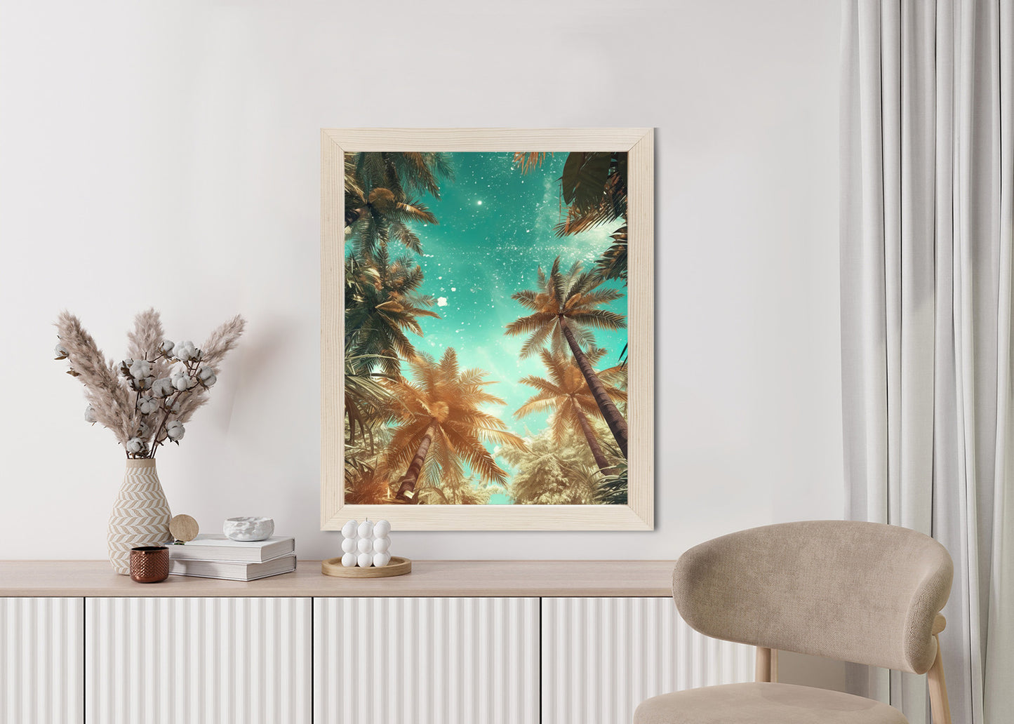 Poster Schöne Sommerpalmen Mit Sternen