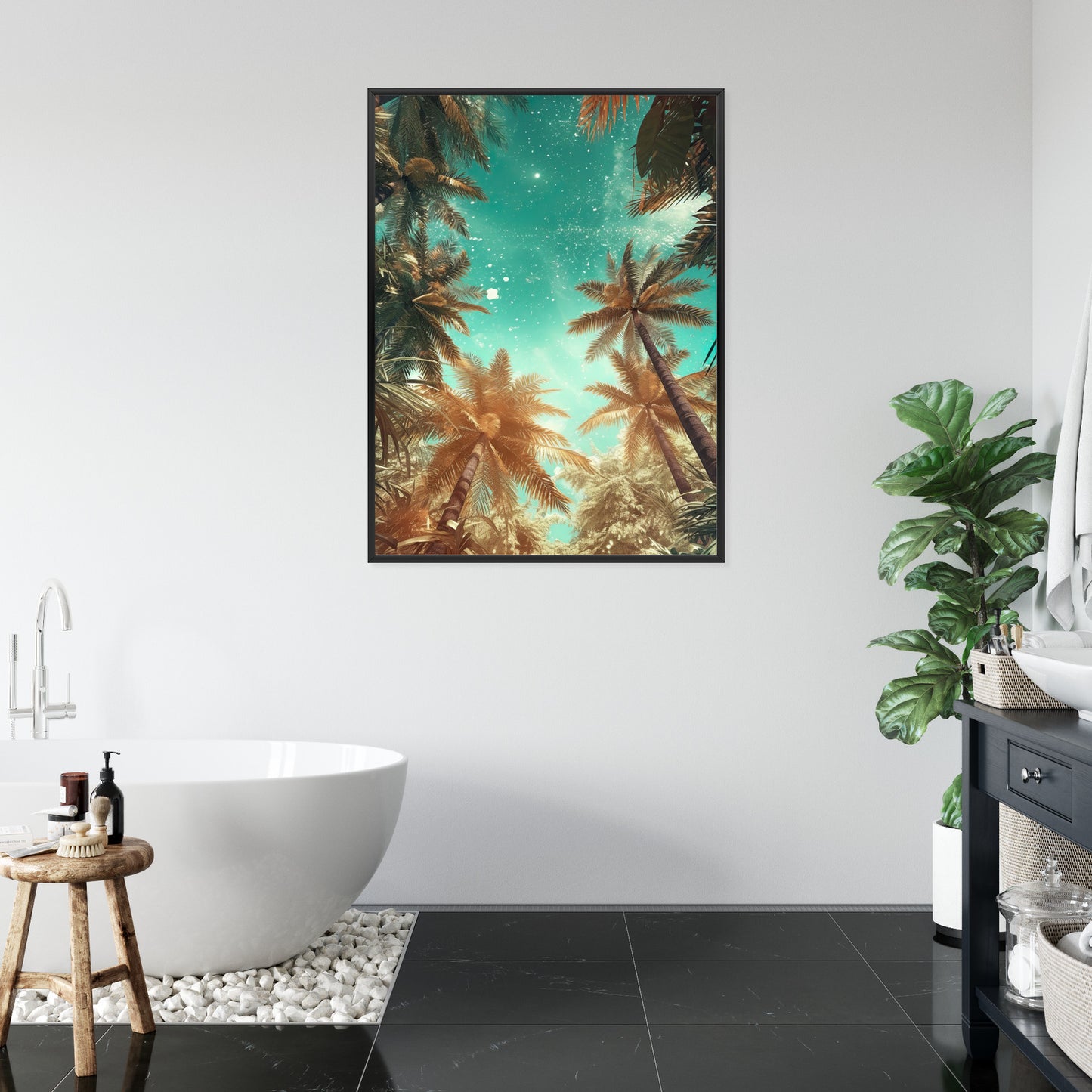 Poster Schöne Sommerpalmen Mit Sternen