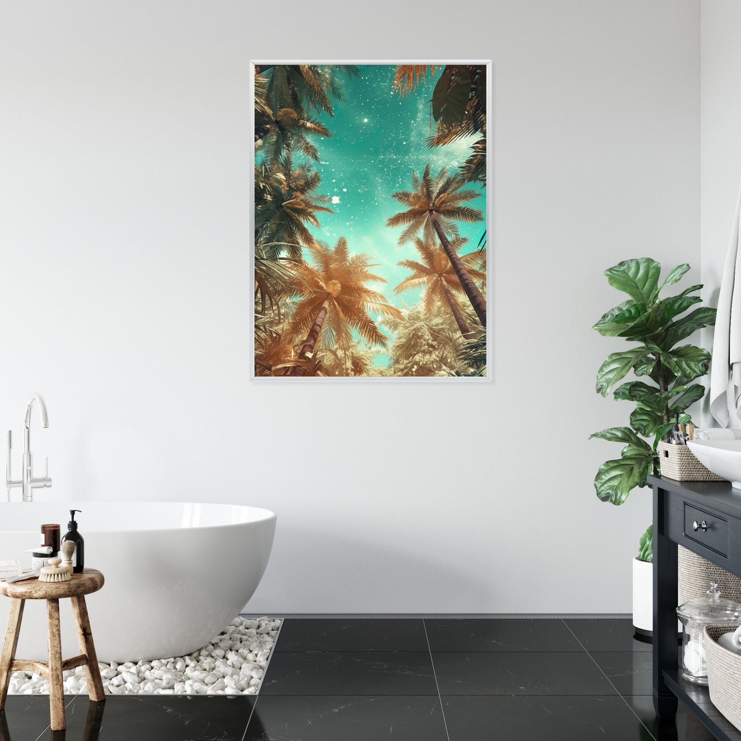 Poster Schöne Sommerpalmen Mit Sternen
