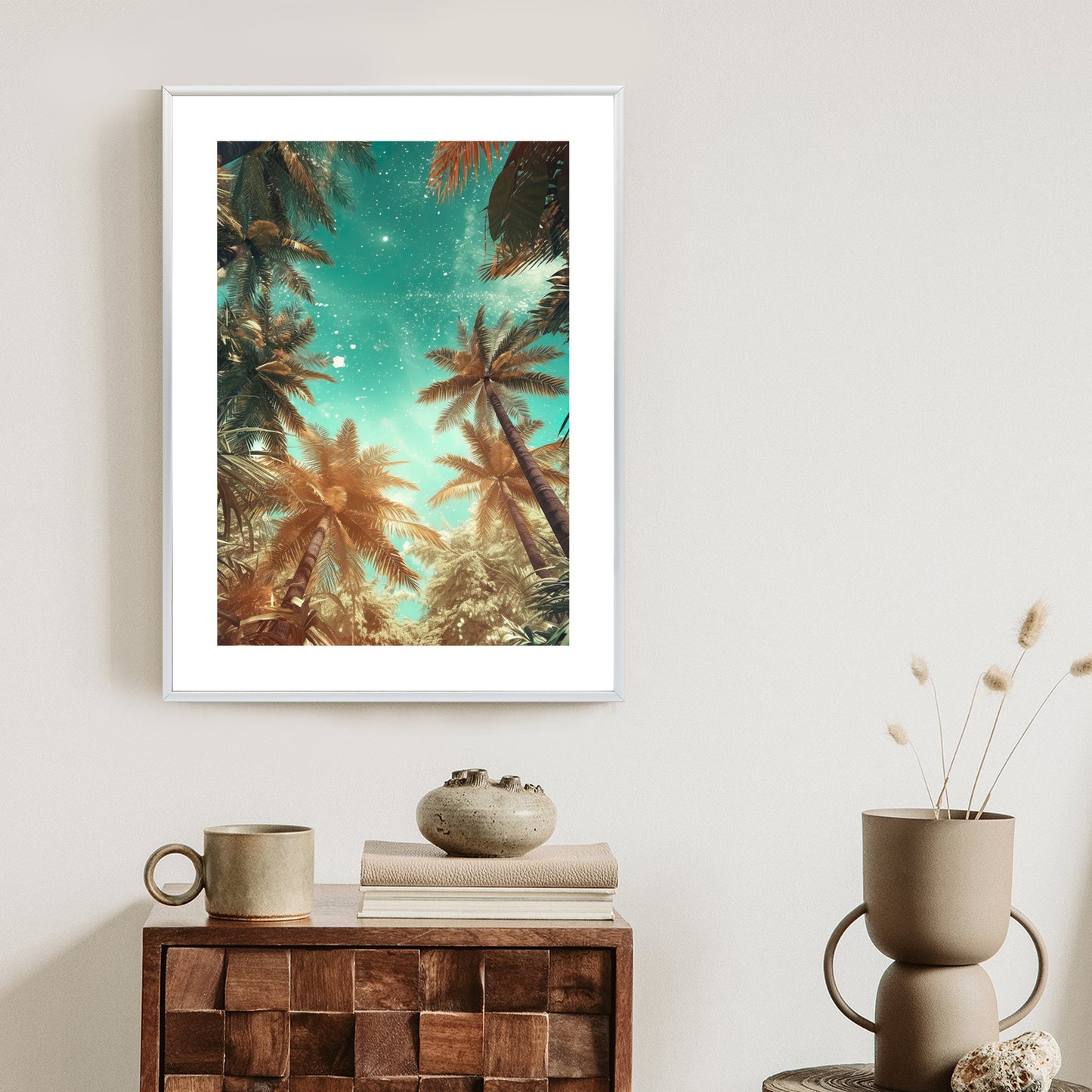 Poster Schöne Sommerpalmen Mit Sternen
