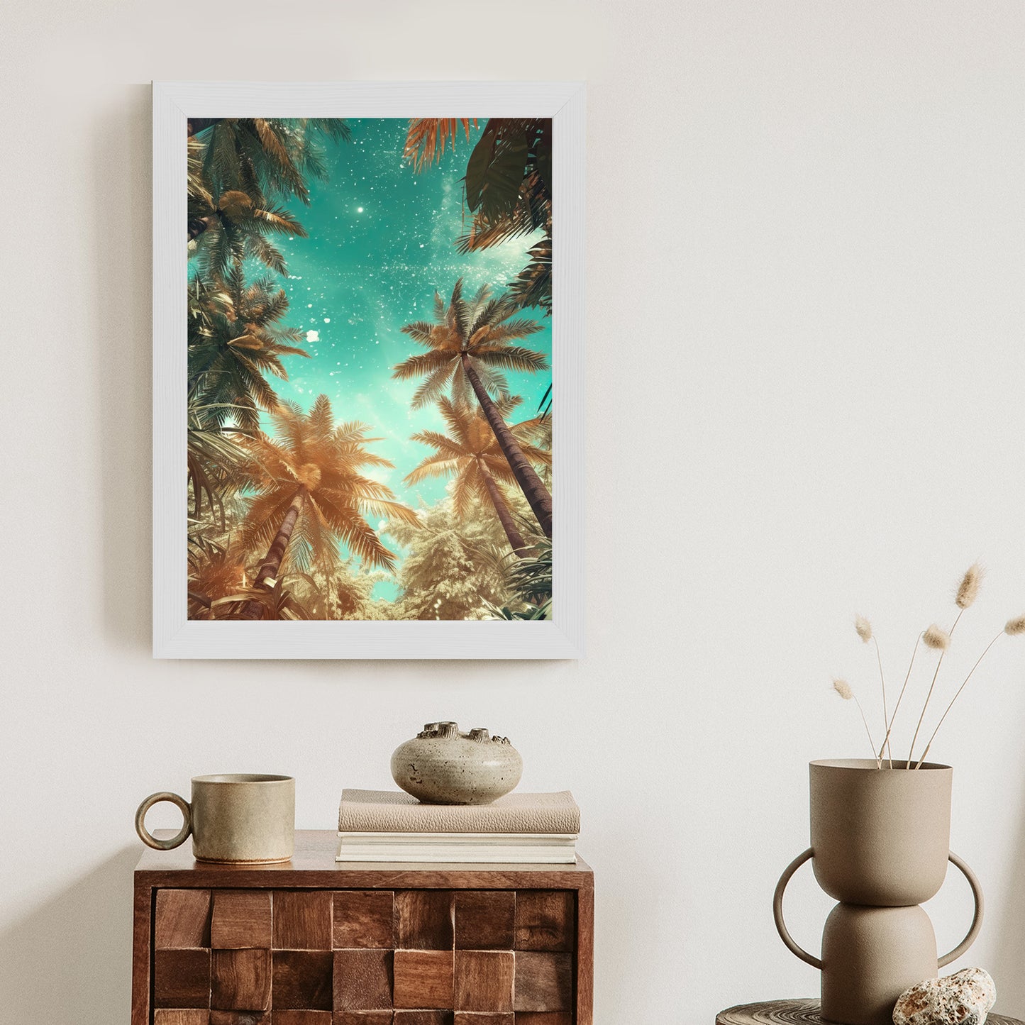 Poster Schöne Sommerpalmen Mit Sternen
