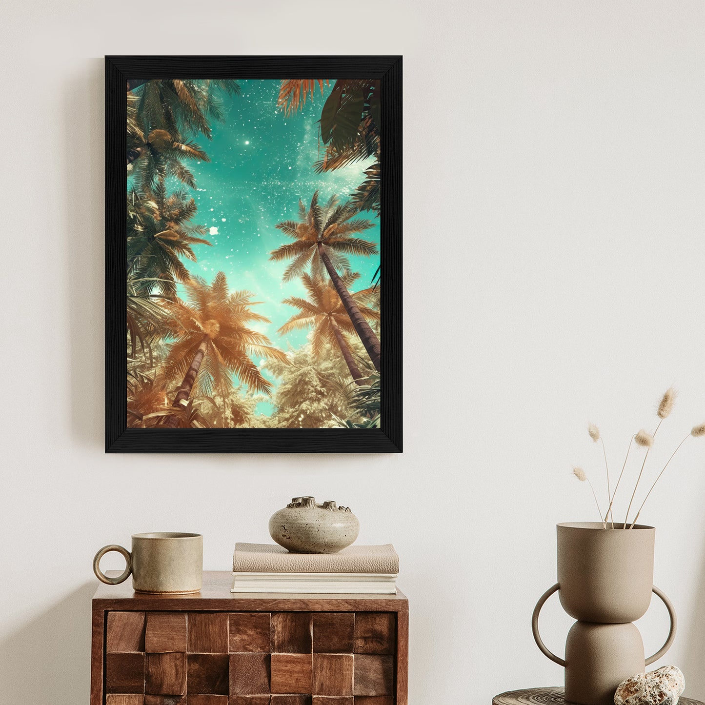 Poster Schöne Sommerpalmen Mit Sternen