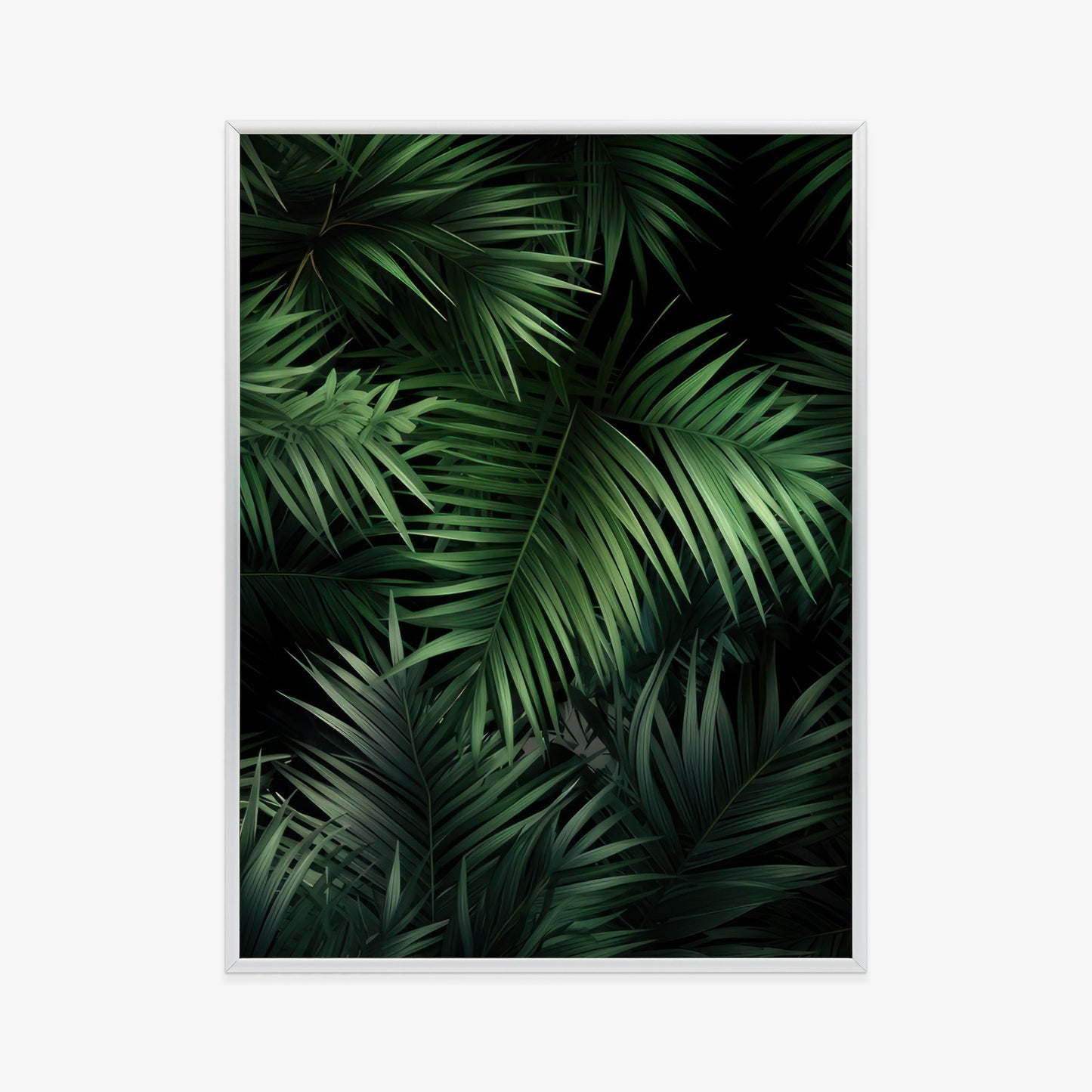Poster Dunkle Bambusblätter Rahmen Holz Mit Passepartout Farbe Natürlich