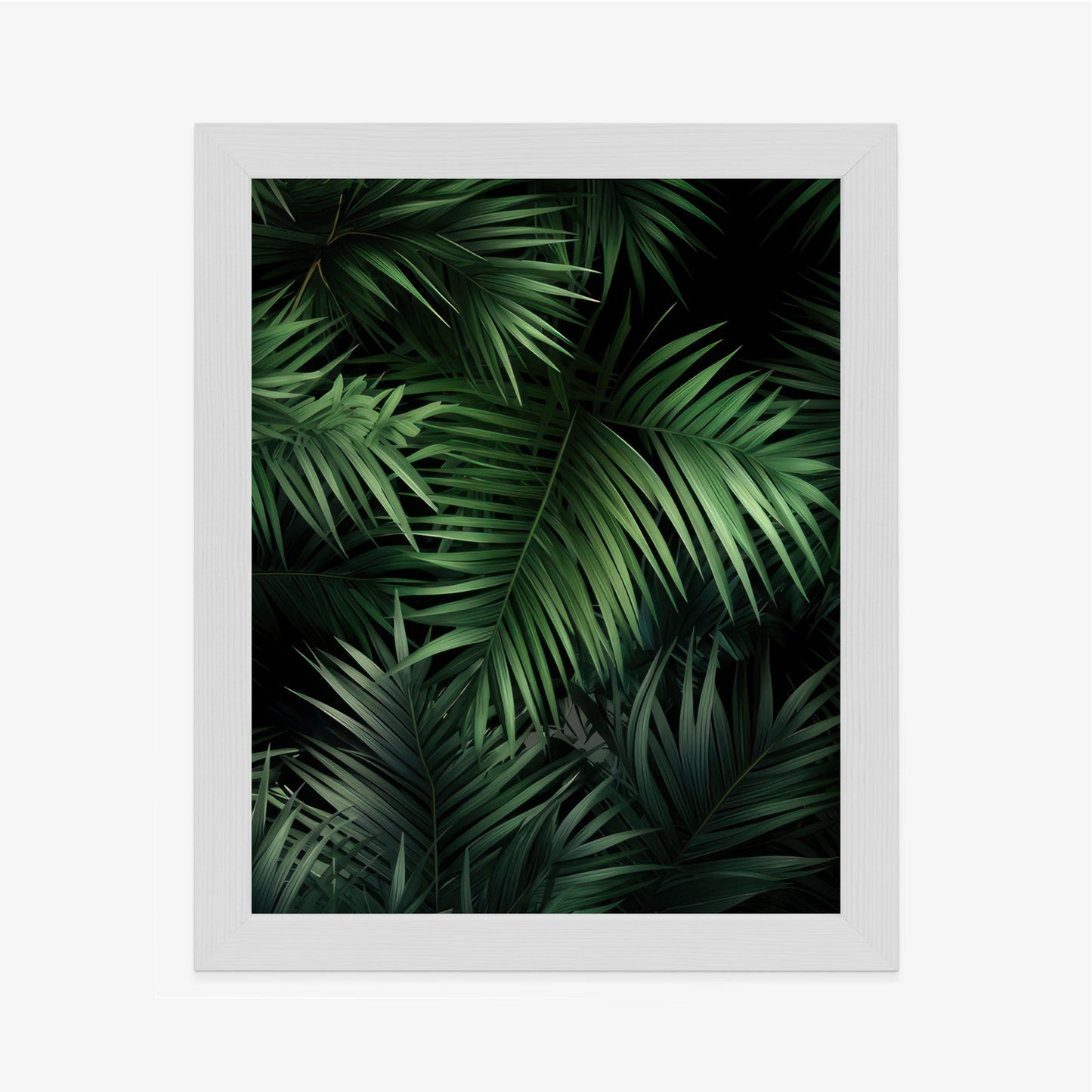 Poster Dunkle Bambusblätter Rahmen Holz Mit Passepartout Farbe Natürlich