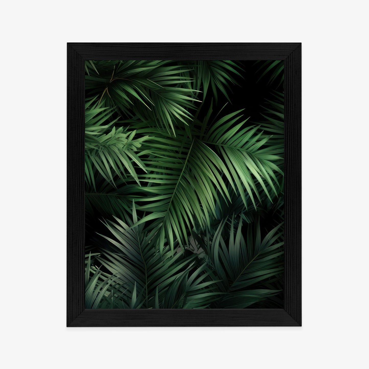 Poster Dunkle Bambusblätter Rahmen Holz Mit Passepartout Farbe Natürlich