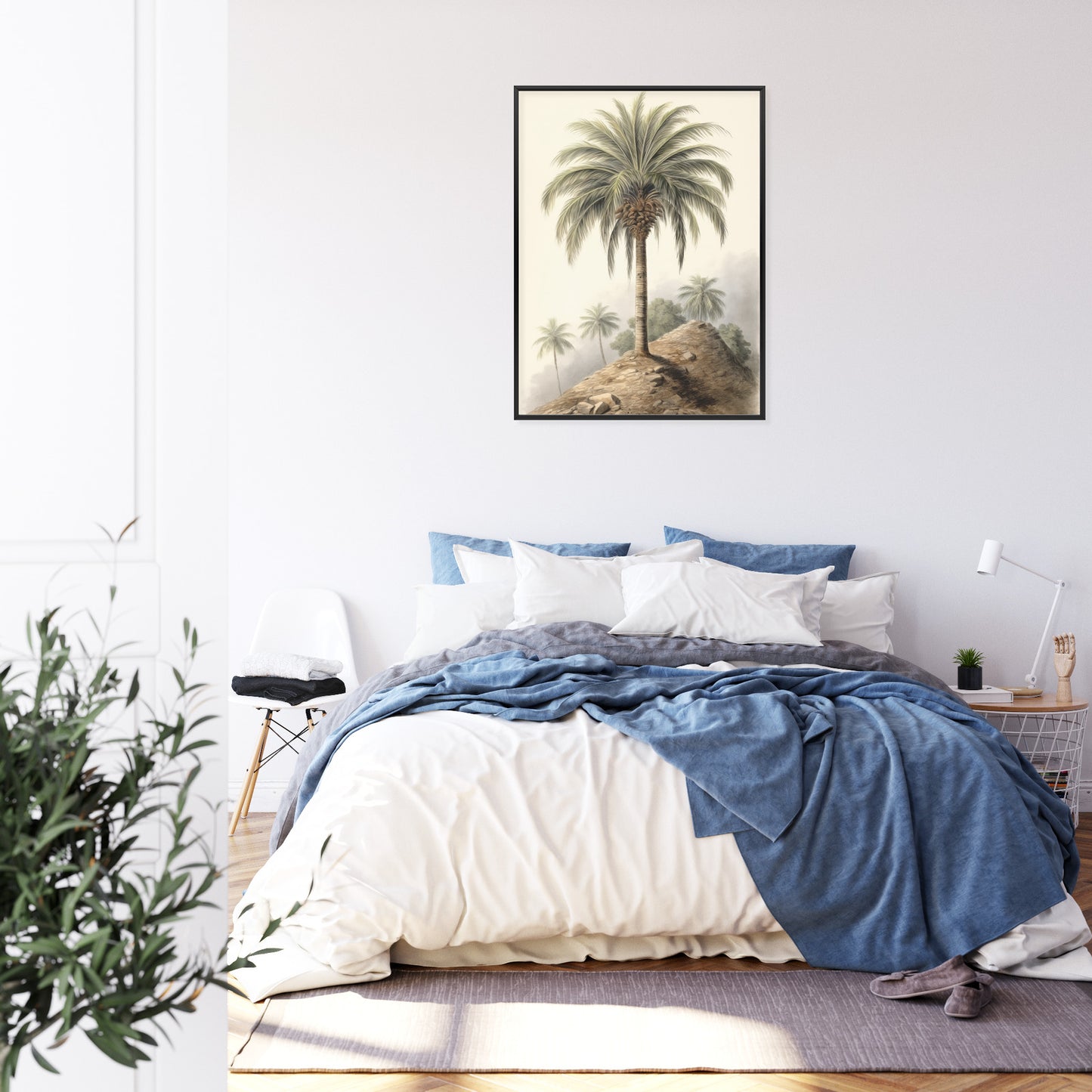 Poster Botanische Palme In Einer Wüstenlandschaft Rahmen Holz Mit Passepartout Farbe Natürlich