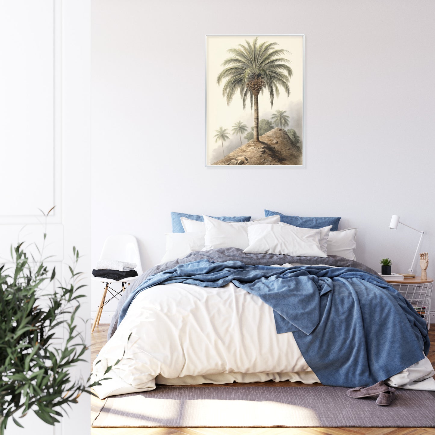 Poster Botanische Palme In Einer Wüstenlandschaft Rahmen Holz Mit Passepartout Farbe Natürlich