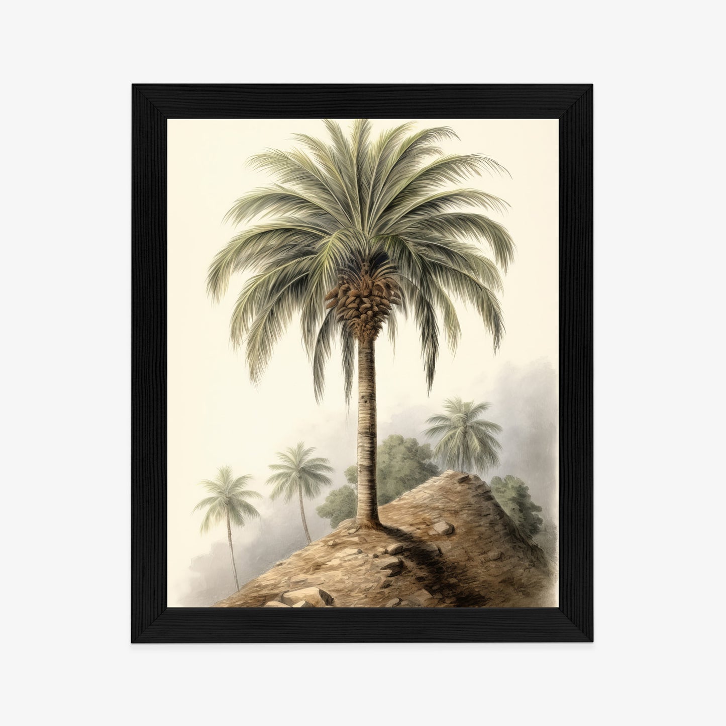 Poster Botanische Palme In Einer Wüstenlandschaft Rahmen Holz Mit Passepartout Farbe Natürlich