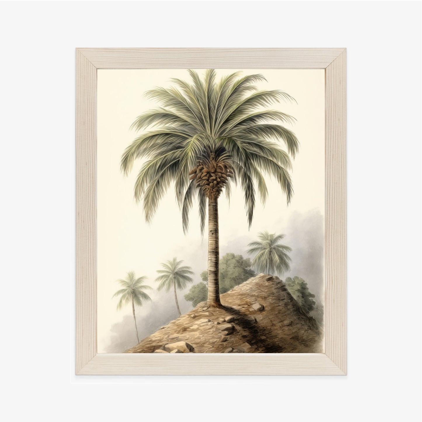 Poster Botanische Palme In Einer Wüstenlandschaft Rahmen Holz Mit Passepartout Farbe Natürlich