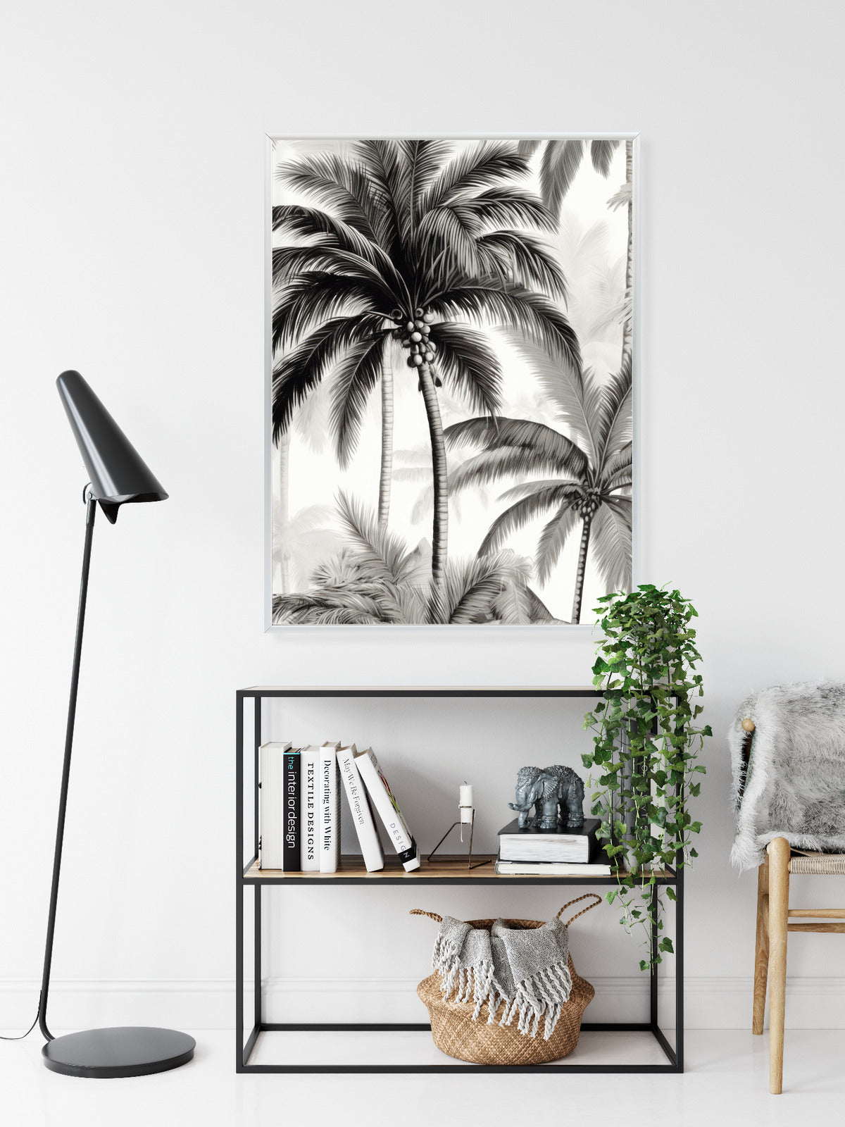 Poster Palmen Mit Früchten Rahmen Holz Mit Passepartout Farbe Natürlich